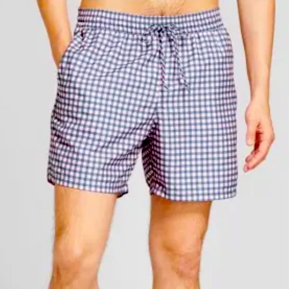 Goodfellow & Co Men's Swim Trunks - Pink Gingham